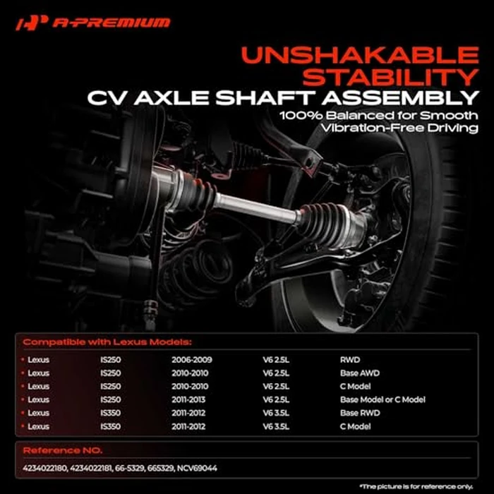 A-Premium CV Axle Shaft Assembly Compatible with Lexus IS250 2006-2013, IS350 2011-2012, V6 2.5L 3.5L, Rear Left Driver Side, Replace# 4234022180, 4234022181 by A-premium - Image 2