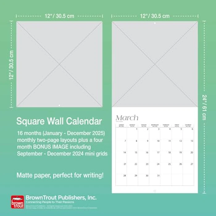 Large Print | 2025 12 x 24 Inch Monthly Square Wall Calendar | Matte Paper | BrownTrout | Easy to See Large Font by BrownTrout - Image 5