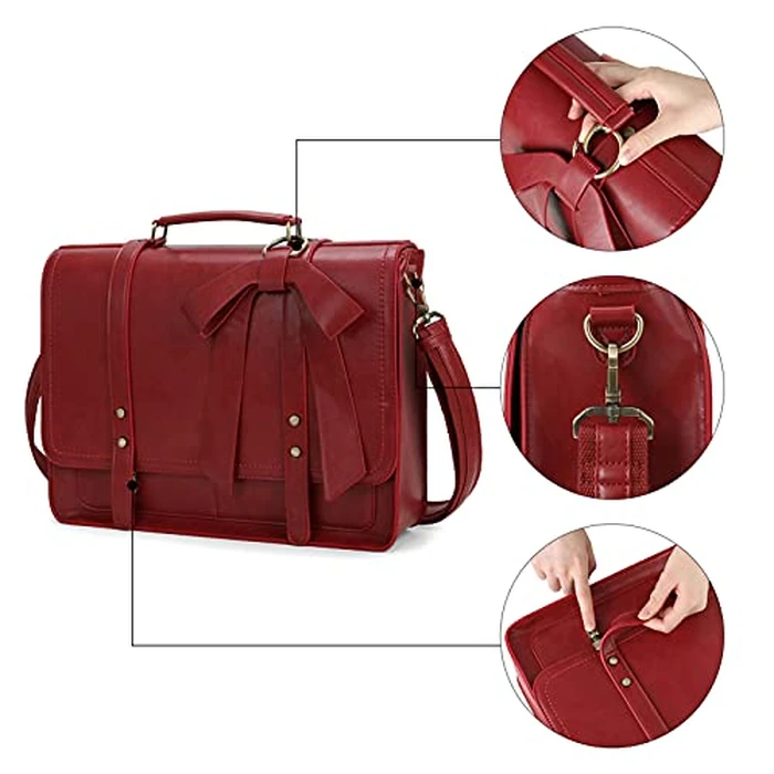 ECOSUSI Laptop Bag for Women Large Shoulder Briefcase Bag PU Leather Messenger College Satchel fit 15.6" Computer by ECOSUSI - Image 3