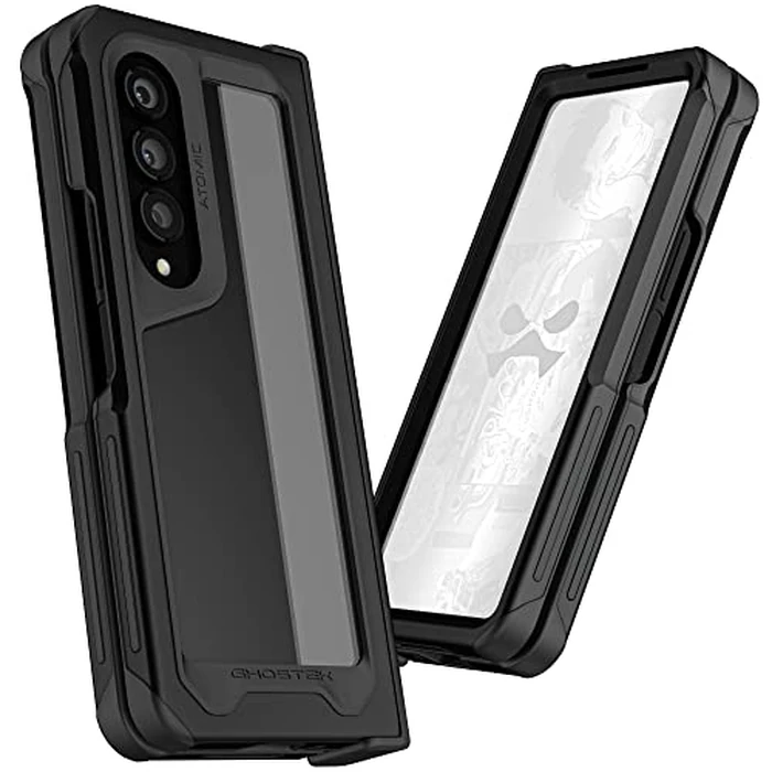 Ghostek Atomic Slim Galaxy Z Fold 4 Case - Clear Back with Black Aluminum Metal Bumper, Shockproof & Dual-Layer Protective Phone Case, Limited Edition Color for 2022 Samsung Fold 4 Case (7.6") (Black) by Ghostek - Image 2