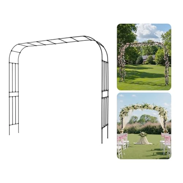VEVOR Garden Arbor, 94.5 (H) x 126 (W) x 15.8 (D) in Metal Archway, Sturdy Outdoor Trellis Arch with Stakes, Easy to Assemble, Pergola Arbor for Plant Climbing Yard Lawn Wedding Party Decoration by VEVOR - Used - Very Good condition
