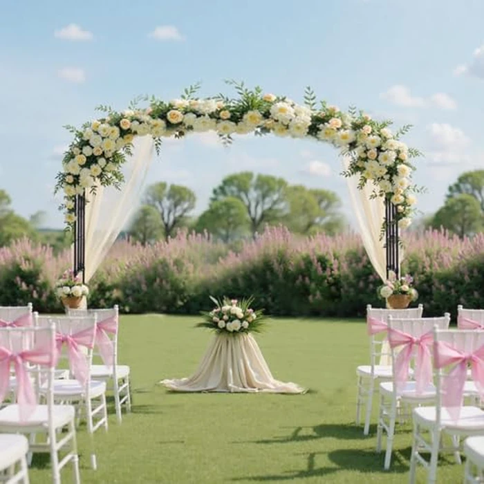 VEVOR Garden Arbor, 94.5 (H) x 126 (W) x 15.8 (D) in Metal Archway, Sturdy Outdoor Trellis Arch with Stakes, Easy to Assemble, Pergola Arbor for Plant Climbing Yard Lawn Wedding Party Decoration by VEVOR - Image 2