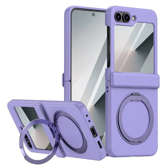 MALEWOLF Magnetic Case for Samsung Galaxy Z Flip 6 Compatible with Magsafe, Built-in Kickstand & TPU Hinge Protection Flip 6 Case, Matte PC Cover Ultra Shockproof Phone Case for Z Flip6 (Light Purple) by MALEWOLF - Image 1