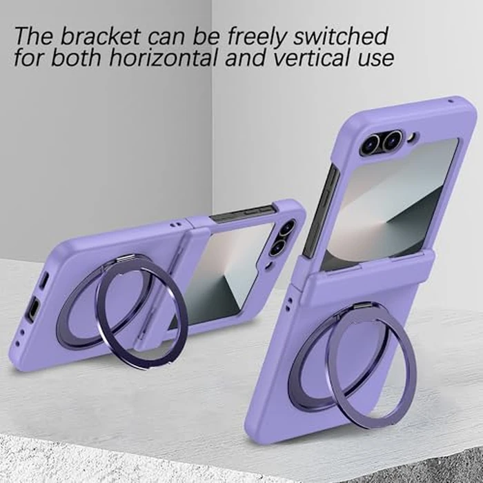 MALEWOLF Magnetic Case for Samsung Galaxy Z Flip 6 Compatible with Magsafe, Built-in Kickstand & TPU Hinge Protection Flip 6 Case, Matte PC Cover Ultra Shockproof Phone Case for Z Flip6 (Light Purple) by MALEWOLF - Image 4