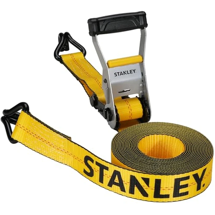 STANLEY S10000J Black/Yellow 2" x 27' Ratchet Strap with Double J-Hooks - 3,333 LBS Safe Working Load / 10,000 LBS Break Strength by STANLEY - Used - Very Good condition