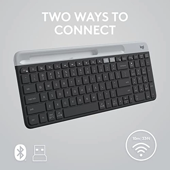 Logitech K585 Multi-Device Slim Wireless Keyboard, Built-in Cradle for Device; for Laptop, Tablet, Desktop, Smartphone, Win/Mac, Bluetooth/Receiver, Compact, Easy Switch, 24 Month Battery - Graphite by Logitech - Image 7