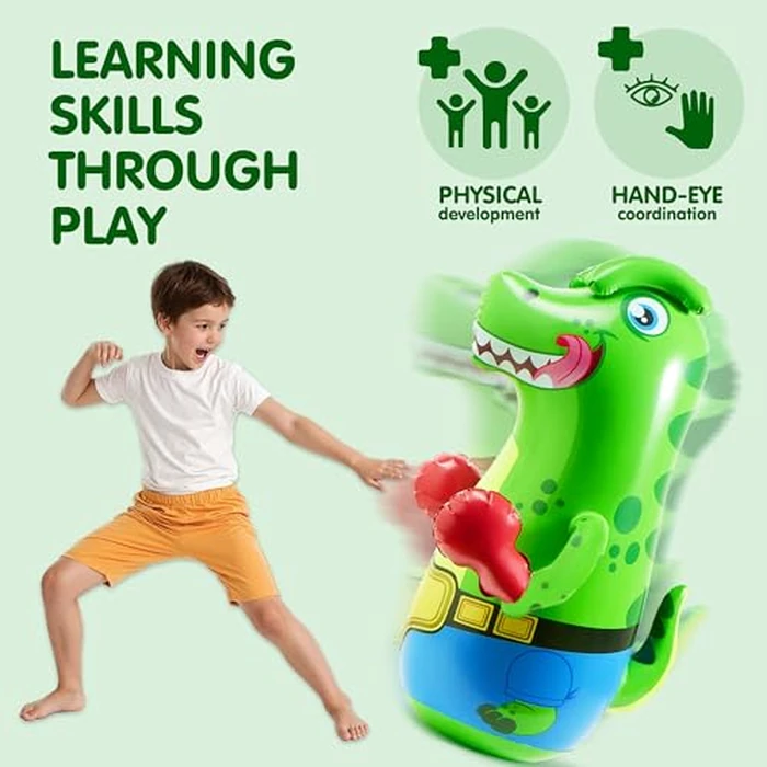SYNCFUN Inflatable Punching Bag for Kids 47 Inches, Toddler Blow up Punching Bag Toys, Tyrannosaurus rex Dinosaur Bouncing-Back Bopper by SYNCFUN - Image 4