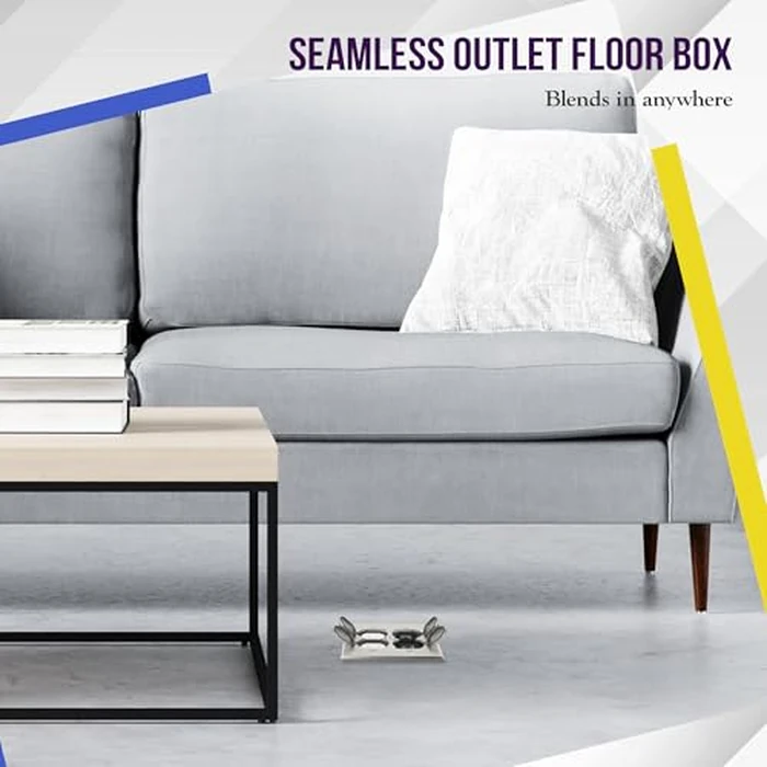 Enerlites 975549-S-D Nickel Plated Brass 2-Gang Floor Box Flip Open Assembly, 20A Tamper Weather Resistant Duplex Electrical Outlet, RJ45 Ready Data Ports, by ENERLITES - Image 3