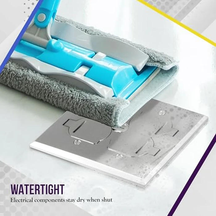 Enerlites 975549-S-D Nickel Plated Brass 2-Gang Floor Box Flip Open Assembly, 20A Tamper Weather Resistant Duplex Electrical Outlet, RJ45 Ready Data Ports, by ENERLITES - Image 6