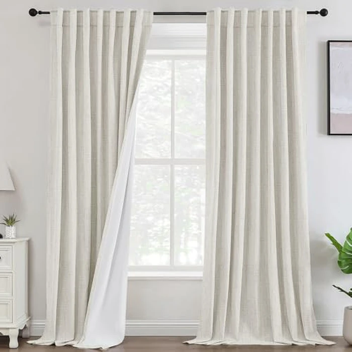 100% Blackout Ivory White Curtains Extra Long 108 Inch Long Noise Reduction Full Light Blocking Thermal Insulated Curtains Floor to Ceiling for Living Room, 52" W x 108" L, Ivory (Not Solid) by Turquoize - Used - Like New condition - CA$65.54
