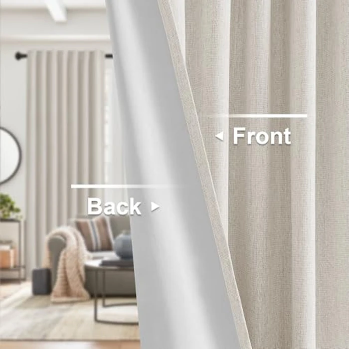 100% Blackout Ivory White Curtains Extra Long 108 Inch Long Noise Reduction Full Light Blocking Thermal Insulated Curtains Floor to Ceiling for Living Room, 52" W x 108" L, Ivory (Not Solid) by Turquoize - Image 7