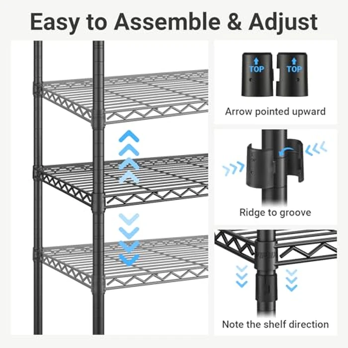 VIPEK R3 Heavy Duty Garment Rack with Lockable Wheels, Portable Rolling Closet with Adjustable Shelves & Hanging Rod & Side Hooks, Compact Space-Saving Storage for Small Apartments/Dorms (Black) by VIPEK - Image 9