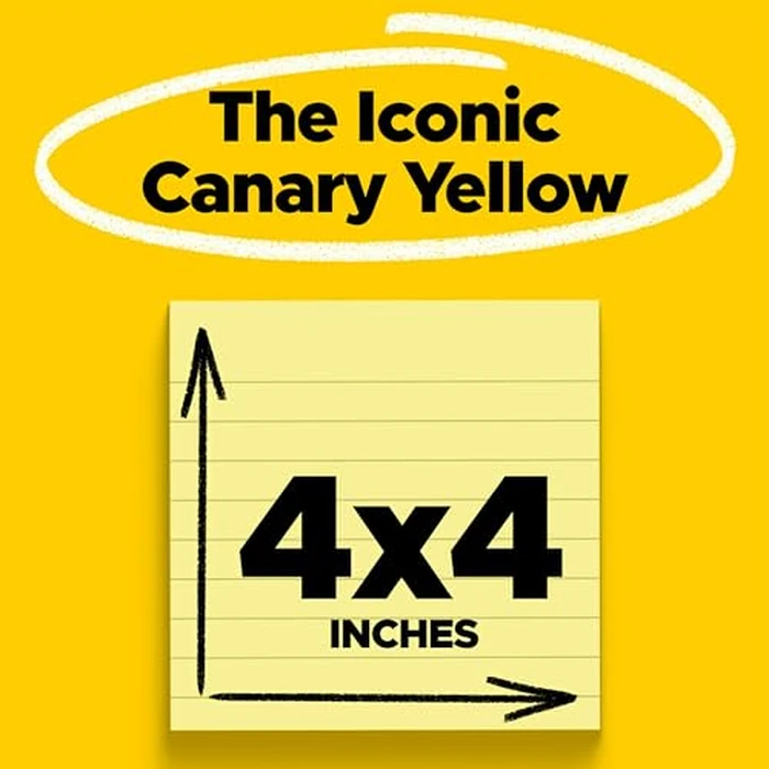 Post-it 675-6SSCY Super Sticky Notes, 4 x 4-Inches, Canary Yellow, Lined, 6-Pads/Pack by Post-It - Image 2