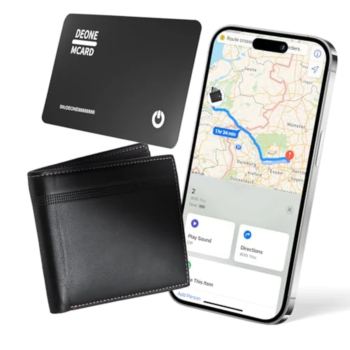 Wallet Trackers Card, Compatible with Find My (iOS Only), Ultra Thin Wallet Tracker for Luggage Tag, Passport etc, IPX7 Waterproof (1PCS, Black) by HONGTOP H - Used - Very Good condition - CA$9.98