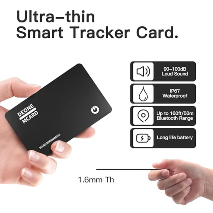 Wallet Trackers Card, Compatible with Find My (iOS Only), Ultra Thin Wallet Tracker for Luggage Tag, Passport etc, IPX7 Waterproof (1PCS, Black) by HONGTOP H - Image 3