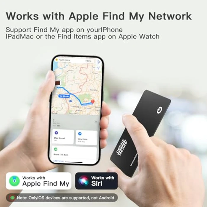 Wallet Trackers Card, Compatible with Find My (iOS Only), Ultra Thin Wallet Tracker for Luggage Tag, Passport etc, IPX7 Waterproof (1PCS, Black) by HONGTOP H - Image 5