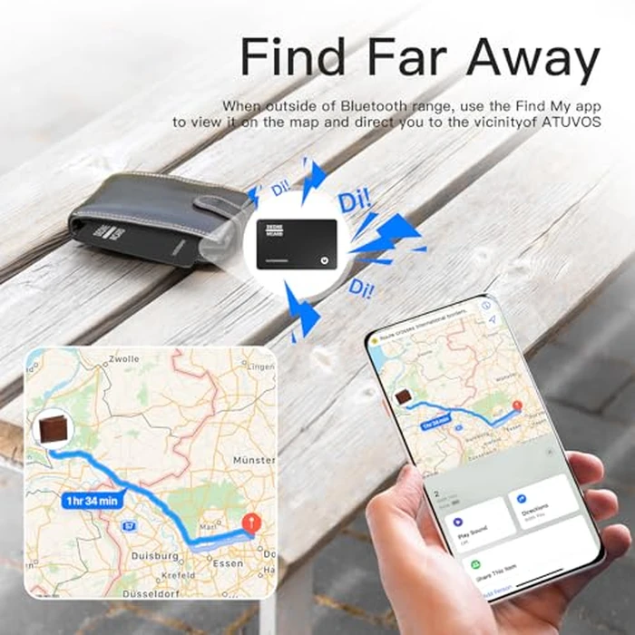 Wallet Trackers Card, Compatible with Find My (iOS Only), Ultra Thin Wallet Tracker for Luggage Tag, Passport etc, IPX7 Waterproof (1PCS, Black) by HONGTOP H - Image 6