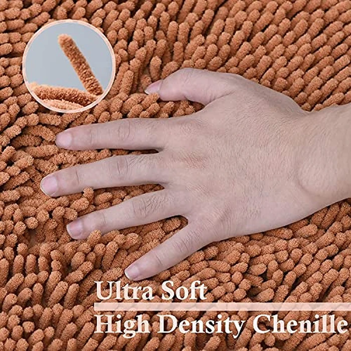 RUN HELIX Chenille Bathroom Rugs 3-Piece Set, Soft & Dry, Machine Washable, Non-Slip, Extra Absorbent, Shaggy, U-Shape, 16'x24', 20'x20', 20'x32', Mustard Yellow by RUN HELIX - Image 4