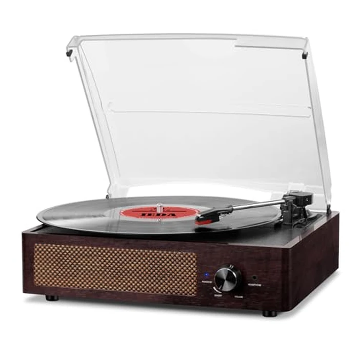 Vinyl Record Player Turntable with Built-in Bluetooth Receiver & 2 Stereo Speakers, 3 Speed 3 Size Portable Retro Record Player for Entertainment and Home Decoration by cotsoco - Used - Very Good condition - US$55.99