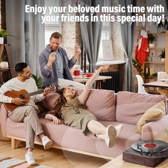 Vinyl Record Player Turntable with Built-in Bluetooth Receiver & 2 Stereo Speakers, 3 Speed 3 Size Portable Retro Record Player for Entertainment and Home Decoration by cotsoco - Image 8