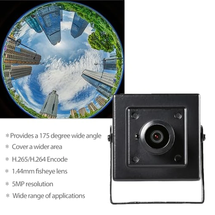 REVODATA 5MP Mini POE Camera,Fisheye 1.44mm Lens (175 degrees FOV) Wide Angle Small Indoor IP Security Camera, P2P CCTV Video POE IP H.265 Motion Detection/APP (I706-4-P-HS) by REVODATA - Image 5