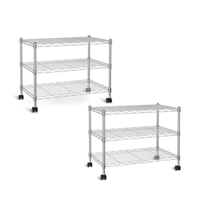 Simple Deluxe 3-Tier Heavy Duty Storage Shelves 750Lb Capacity, 24.02" D x 13.78" W x 21.97" H Shelving Unit for Pantry, Garage, Laundry and Kitchen, Chrome, 2 Pack by Simple Deluxe - Image 1