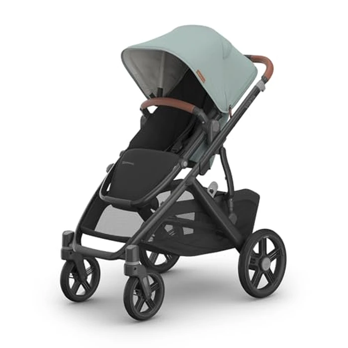 UPPAbaby Vista V3 Convertible Single-to-Double Stroller for Baby & Toddler, 30+ Configurations, Travel System Compatible, All-Wheel Suspension, XL Basket - Kenzi (Mystic Aqua/Carbon Frame) by UPPAbaby - Used - Very Good condition
