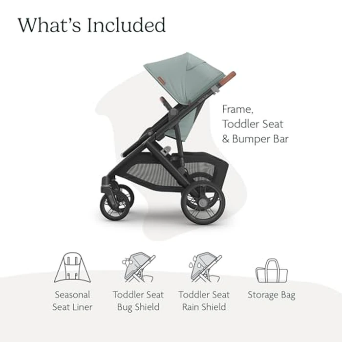 UPPAbaby Vista V3 Convertible Single-to-Double Stroller for Baby & Toddler, 30+ Configurations, Travel System Compatible, All-Wheel Suspension, XL Basket - Kenzi (Mystic Aqua/Carbon Frame) by UPPAbaby - Image 2