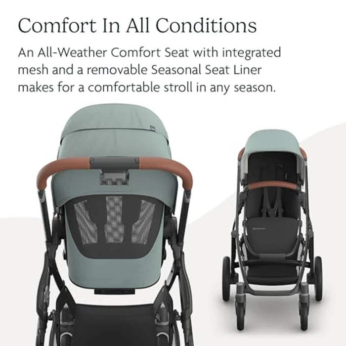 UPPAbaby Vista V3 Convertible Single-to-Double Stroller for Baby & Toddler, 30+ Configurations, Travel System Compatible, All-Wheel Suspension, XL Basket - Kenzi (Mystic Aqua/Carbon Frame) by UPPAbaby - Image 4