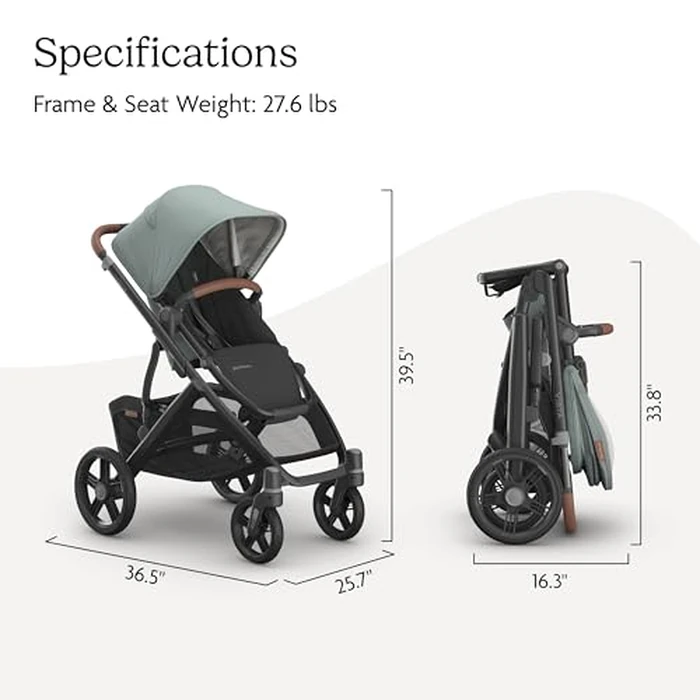 UPPAbaby Vista V3 Convertible Single-to-Double Stroller for Baby & Toddler, 30+ Configurations, Travel System Compatible, All-Wheel Suspension, XL Basket - Kenzi (Mystic Aqua/Carbon Frame) by UPPAbaby - Image 7