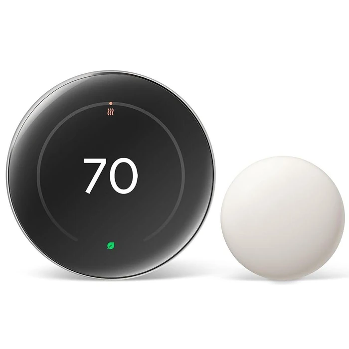 Google Nest Learning Thermostat (4th Gen) with Nest Temperature Sensor (2nd Gen) - Silver by Google - Refurbished - Premium condition - US$221.49