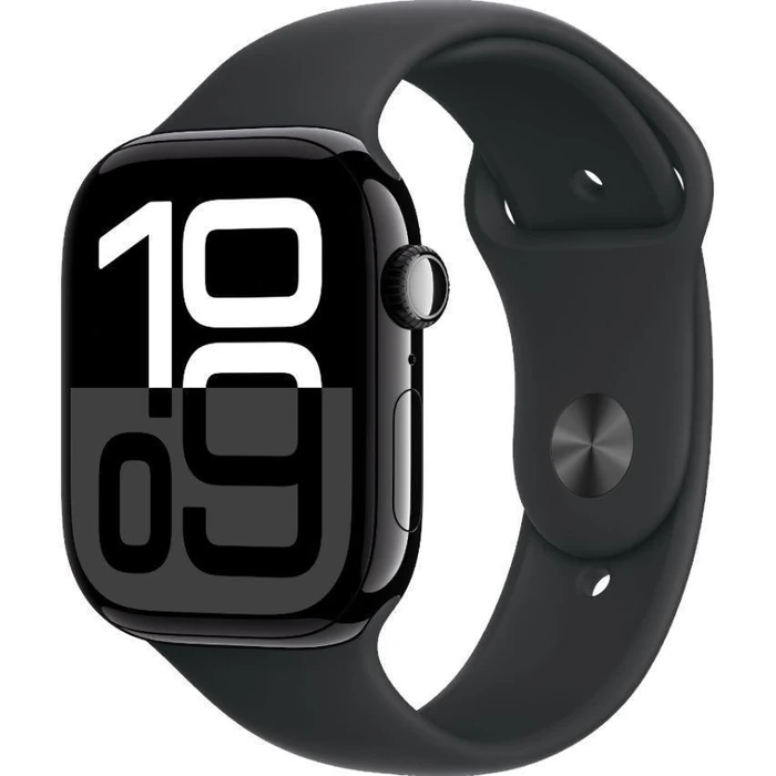 Apple Watch Series 10 (GPS) - 64GB - 46mm - Jet Black Aluminum Case with Black Rubber Sport Band - M/L Size by Apple - Image 2
