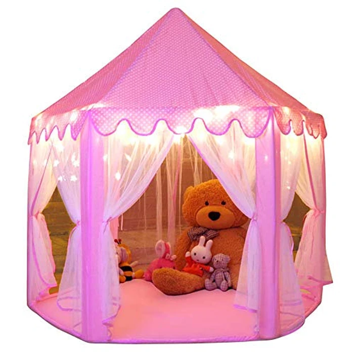 Monobeach Princess Tent Girls Large Playhouse Kids Castle Play Tent with Star Lights Toy for Children Indoor and Outdoor Games, 55'' x 53'' (DxH) by Monobeach - Used - Very Good condition - US$31.03
