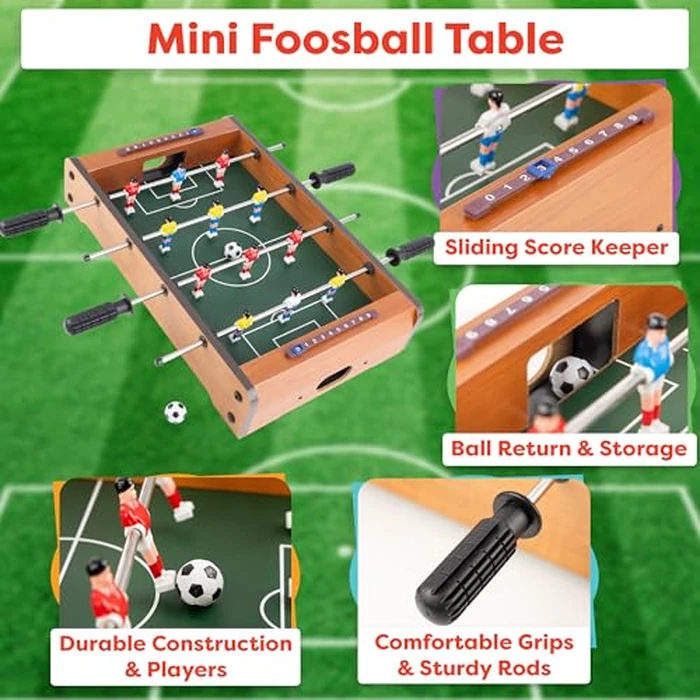 Foosball Table - 20-Inch Mini Soccer/Football Table Game for Arcade, Game Room, and Mancave - Set Includes Two Balls and Score Keeper by Hey Play by HEY! PLAY! - Image 2