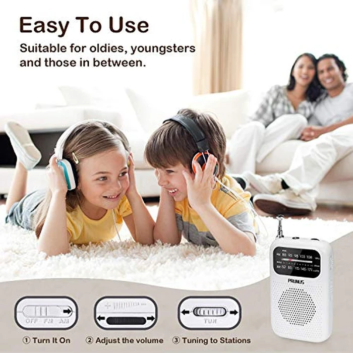 PRUNUS J-777 Pocket Radios Portable AM FM Small Personal Radio with Best Reception, AAA Battery Operated Transistor Radio with Headphone & Speaker for Walk/Jogging/Camping by PRUNUS - Image 2