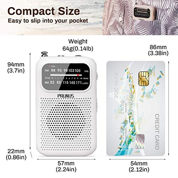 PRUNUS J-777 Pocket Radios Portable AM FM Small Personal Radio with Best Reception, AAA Battery Operated Transistor Radio with Headphone & Speaker for Walk/Jogging/Camping by PRUNUS - Image 4