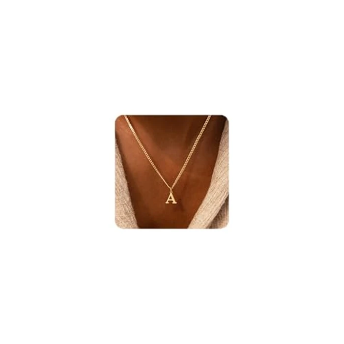 MARYLAX Gold Initial Necklace for Women, Dainty 14K Gold A-Z Letter Necklace Cute Pendant Personalized Name Necklace Trendy Fashion Jewelry Birithday Gift for Her by MARYLAX - Image 1