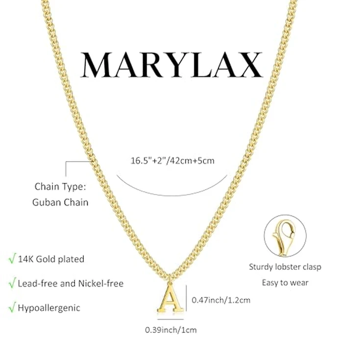 MARYLAX Gold Initial Necklace for Women, Dainty 14K Gold A-Z Letter Necklace Cute Pendant Personalized Name Necklace Trendy Fashion Jewelry Birithday Gift for Her by MARYLAX - Image 6