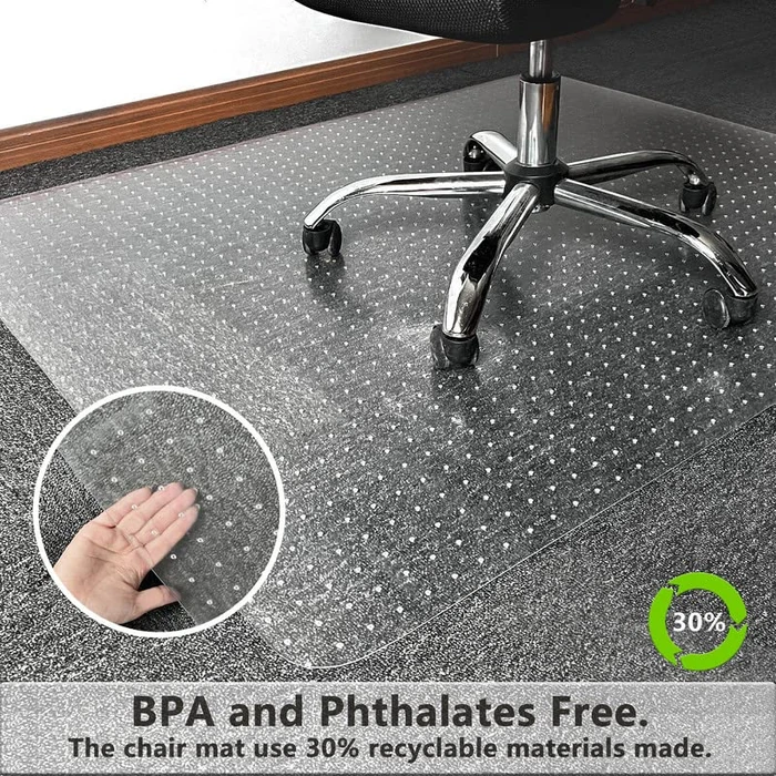 Naturei Clear Office Chair Mat for Carpet, 48" x 30" x 0.09" Computer Desk Floor Protector, Plastic Floor Mat for Office Chair on Low Pile Carpet, BPA and Phthalates Free (with Lip) by Naturei - Image 3