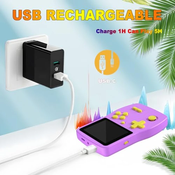 32 Bit Handheld Games for Kids Preloaded 139 Video Games, Portable Video Gaming Player with 3.0" IPS Screen and Rechargeable Battery, Mini Travel Games Electronic Gifts Toys for Boys Girls, Purple by Douddy - Image 4