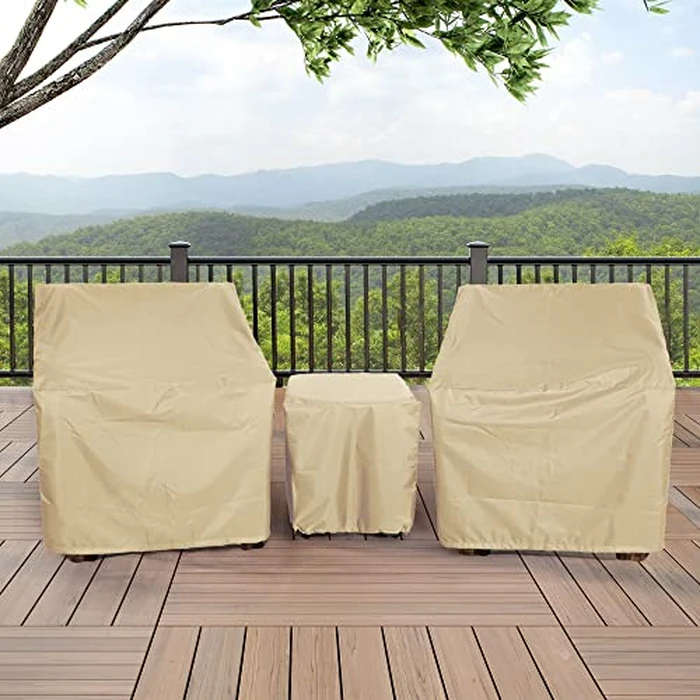 Baner Garden Patio Furniture Covers,Outdoor Furniture Cover Waterproof,Patio Furniture Set Covers for 3 Piece Outdoor Bistro,Patio Sofa Covers Set for 2 Chairs and Coffee Table,Beige by BANER GARDEN - Image 5