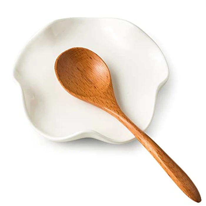 Miamolo Cute Spoon Rest for Stove Top, Ceramic Spoon Holder for Kitchen Counter, 5.3 Inches Coffee Spoon Holder Utensil Rest for Kitchen Gadget Cooking Gift Housewarming Wedding,Kitchen Decor, White by Miamolo - Used - Very Good condition