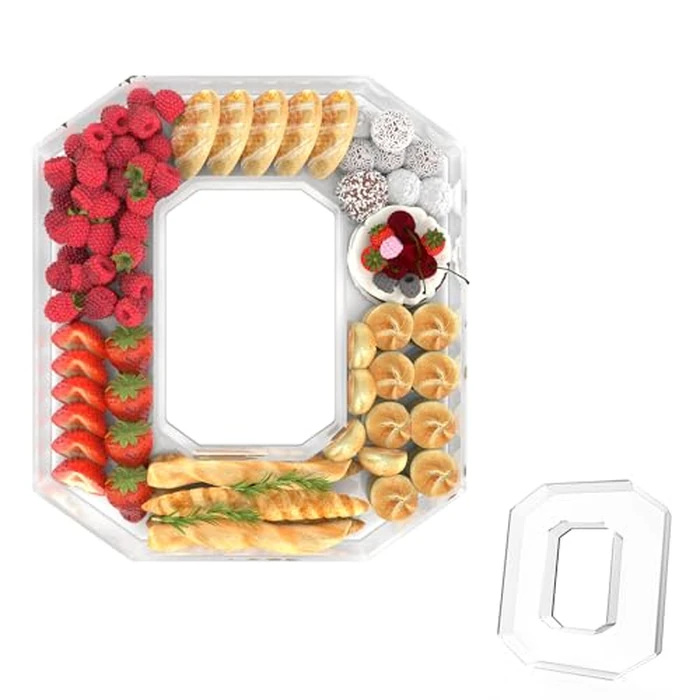 Tdsuco 13.8" Acrylic Letter Charcuterie Tray, Charcuterie Letters Fillable Box for food, Reusable Serving Cake Candy Dish Display Tray for Birthday Anniversary Party Decoration (Letter O) by Tdsuco - Used - Very Good condition - US$26.64