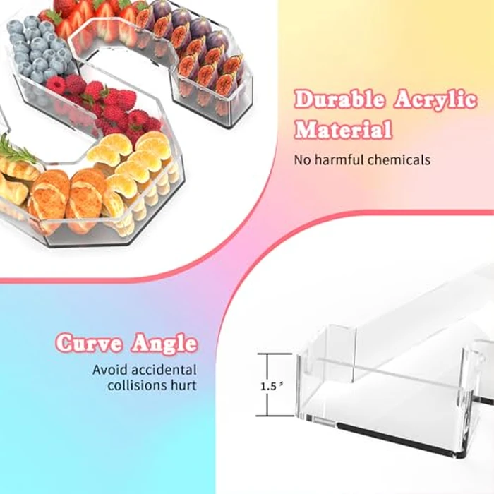 Tdsuco 13.8" Acrylic Letter Charcuterie Tray, Charcuterie Letters Fillable Box for food, Reusable Serving Cake Candy Dish Display Tray for Birthday Anniversary Party Decoration (Letter O) by Tdsuco - Image 3