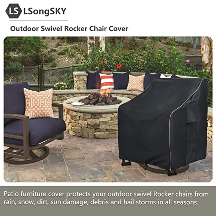 LSongSKY Outdoor Swivel Lounge Chair Cover 2 Pack,35 W x 37 D x 38.5 H inches,100% Waterproof Heavy Duty Outdoor Chair Covers,Patio Furniture Cover for Swivel Patio Lounge Chair,Black by LSongSKY - Image 5
