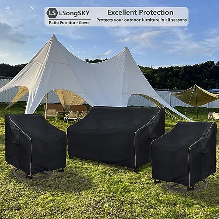 LSongSKY Outdoor Swivel Lounge Chair Cover 2 Pack,35 W x 37 D x 38.5 H inches,100% Waterproof Heavy Duty Outdoor Chair Covers,Patio Furniture Cover for Swivel Patio Lounge Chair,Black by LSongSKY - Image 6