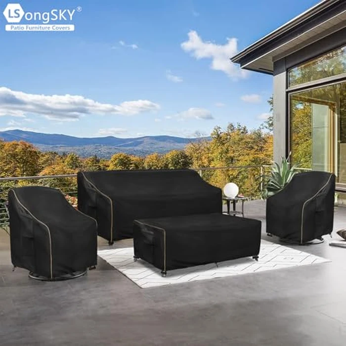 LSongSKY Outdoor Swivel Lounge Chair Cover 2 Pack,35 W x 37 D x 38.5 H inches,100% Waterproof Heavy Duty Outdoor Chair Covers,Patio Furniture Cover for Swivel Patio Lounge Chair,Black by LSongSKY - Image 8