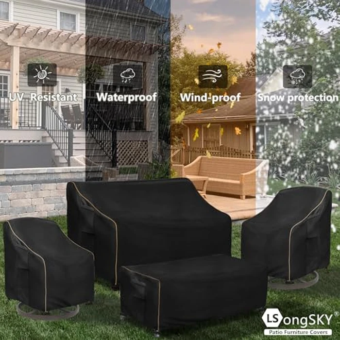 LSongSKY Outdoor Swivel Lounge Chair Cover 2 Pack,35 W x 37 D x 38.5 H inches,100% Waterproof Heavy Duty Outdoor Chair Covers,Patio Furniture Cover for Swivel Patio Lounge Chair,Black by LSongSKY - Image 9