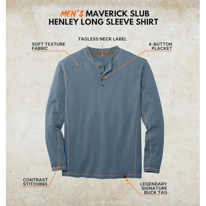 Legendary Whitetails Mens Henley Long Sleeve Casual Fit Shirt, Blue Mirage, 3X-Large by Legendary Whitetails - Image 2