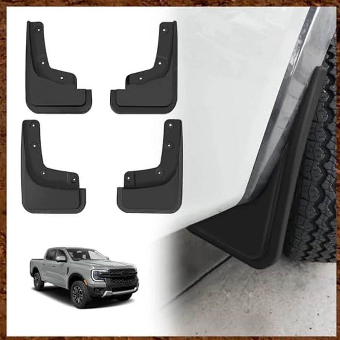 Muslogy Mud Flaps Splash Guards Compatible with Ford Ranger 2024 2025 Accessories Auto Parts Heavy Duty Fender Front & Rear Mudguard 4PCS Fit Ranger XL, XLT, Lariat (Won't Fit Raptor) by Muslogy - Used - Good condition - CA$47.29